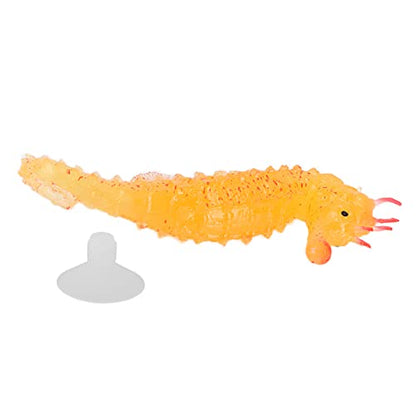 plplaaoo Simulation Seahorse Realistic Luminous Silicone Hippocampus Aquarium Decor with Suction Cup for Freshwater and Saltwater Fish Tanks 10 x 4cm (Yellow)