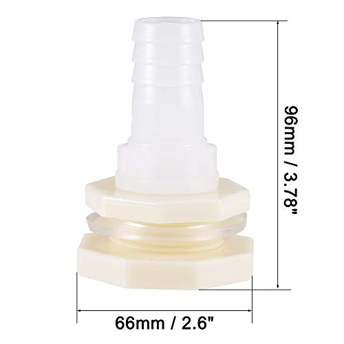 uxcell Bulkhead Fitting Adapter 25mm Barbed x G1 Female ABS White for Aquariums, Water Tanks, Tubs, Pools 4Pcs - size: G1