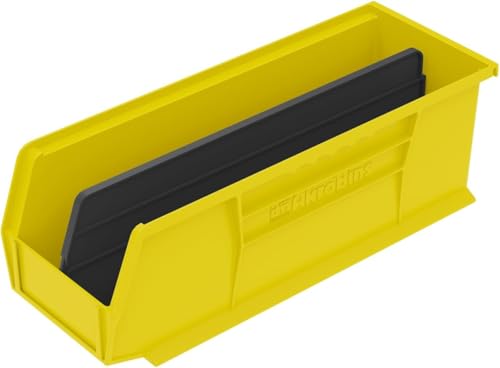 Akro-Mils 30234 AkroBins Plastic Storage Bins, Space-Saving Stackable Bins for Garage, Pantry, Craft Organization, 15" x 5" x 5", Yellow, 12-Pack - color: Yellow