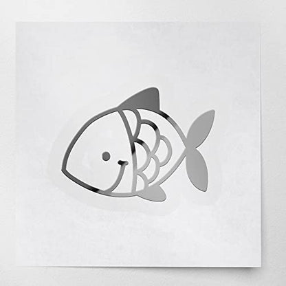 Decal Stickers of Fish (Metallic Silver) (Set of 2) Premium Waterproof Vinyl Decal Stickers for Laptop Phone Accessory Helmet Car Window Mug Tuber Cup Door Wall Decoration - ANDVER1f44141SI