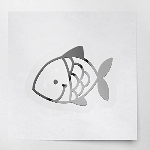 Decal Stickers of Fish (Metallic Silver) (Set of 2) Premium Waterproof Vinyl Decal Stickers for Laptop Phone Accessory Helmet Car Window Mug Tuber Cup Door Wall Decoration - ANDVER1f44141SI