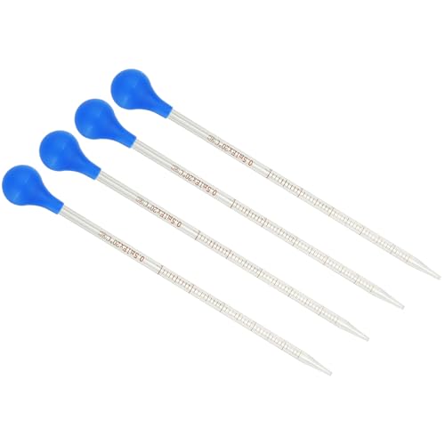 PATIKIL Graduated Dropper Pipettes Kit, 4pcs 0.5ml Borosilicate Glass Pipette with Rubber Cap for Transfer Liquid for Lab, Chemistry, Clear - size: 0.5ml