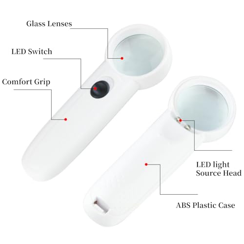 15X Magnifying Glass with Light, Handheld LED Lighting Magnifier for Reading Maps for Jeweler Watch Repair(MG6B-2 15X) - size: MG6B -2 15 times