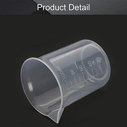 Othmro 2Pcs 3.38oz Measuring Cups 100ml PP Plastic Graduated Cups Plastic Graduated Beaker Clear Scale Cups Liquid Measuring Mixing Cups Graduated Plastic Measuring Cups for Lab Kitchen Transparent - color: 100ML 2PCS