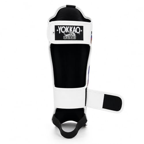 YOKKAO Microfiber Shin Guards - A-Grade Thai Microfiber | Multi-Layer Foam | Single-Shell Wrap | Produced at YOKKAO Factory, Thailand | S-L - color: White Flame, size: Medium