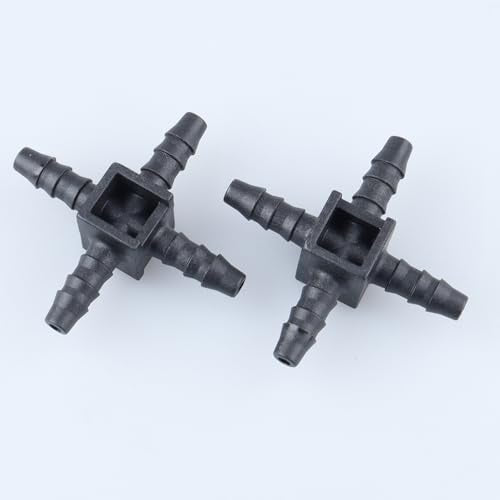 AC PERFORMANCE 5mm Barbed Cross Pipe Hose Connector Hose Joiner Tubing Splitter 4 Way, Pack of 2