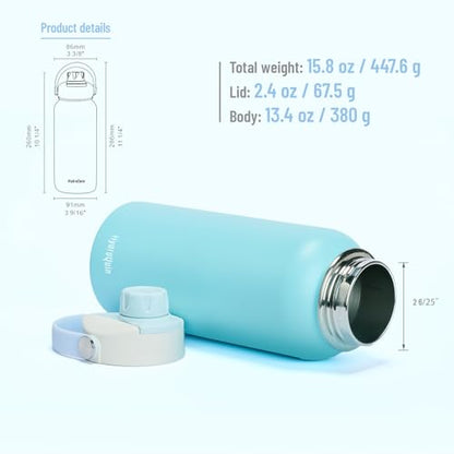 32 oz Insulated Water Bottle Sky Blue Stainless Steel Flask - color: Arctic Breeze