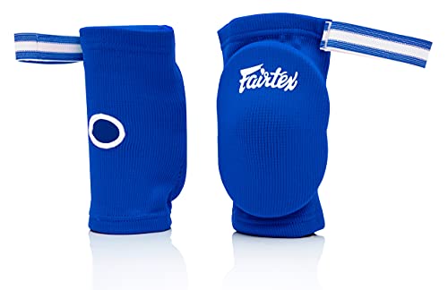 Fairtex Elastic Elbow Pads EBE1 Muay Thai Kick Boxing Protect Soft Fabric - color: Blue