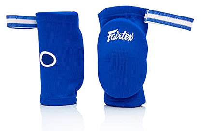Fairtex Elastic Elbow Pads EBE1 Muay Thai Kick Boxing Protect Soft Fabric - color: Blue