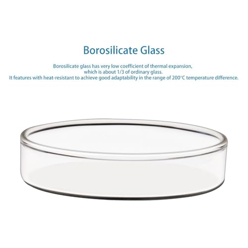 stonylab Glass Petri Dish with Lid, 5-Pack Borosilicate Glass Clear Culture Dish for Laboratory, 90x20 mm