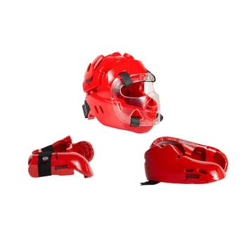 ProForce Lighting 5 Piece Sparring Gear Combo Set with Full Head face mask - color: black, size: adult XL 11-12 shoes