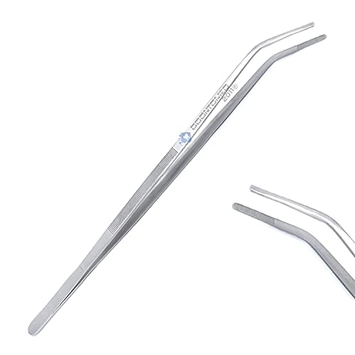 (Huge Jumbo Aquarium Aqua Tweezers) Thumb Dressing Forceps Curved Serrated 18" Long Stainless Steel Tweezers