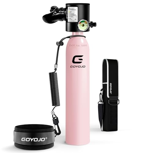 GOYOJO Mini Scuba Tank, Portable Diving Lung Air Tank with DOT Certified, Refillable Emergency Backup Pony Bottle for Snorkeling, Underwater Breathing, Training - color: 0.5L Blossom Pink