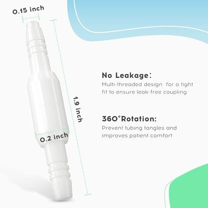 Oxygen Tubing Swivel Connectors – 10-Pack Leak-Proof 360-Degree Rotatable Oxygen Tube Connectors, Oxygen Connector Avoid Tangles