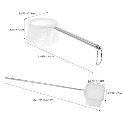 2pcs Aquarium Fish Net, 9.45" to 22.2" Long Handle, Handheld Fine Mesh Tank Scoop Net, Telescopic Cleaning Accessory for Aquatic Plants and Fish Debris