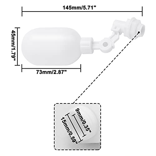 3/8inch Tube Float Ball Valve Water Level Control, Adjustable Plastic Water Purifiers Float Valve Kit for Tank Aquariums Aquaculture (Side Install)