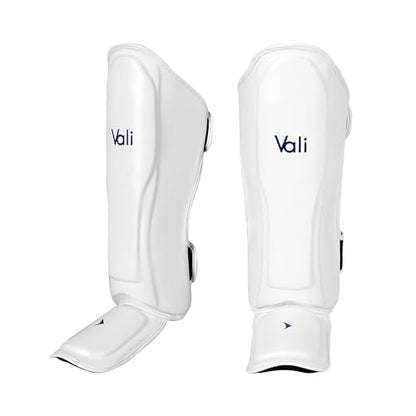 Lancer Leather Shin Guards Instep for Muay Thai - color: White, size: Medium