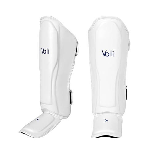Lancer Leather Shin Guards Instep for Muay Thai - color: White, size: Medium