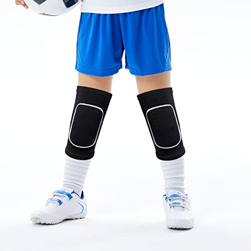 obmwang 2 Pieces Volleyball Accessories Including Volleyball Knee Pads and Volleyball Arm Sleeves with Protection Pads and Thumb Hole for Women Girls Teens Volleyball Training - color: Black