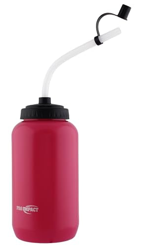 Squeezable Water Bottle Bendable Long Straw - LDPE BPA Free Plastic - Hydration for Baseball Hockey Gym MMA Yoga Boxing Cycling Softball Football Lacrosse (35.5 Oz.) - style: Pink
