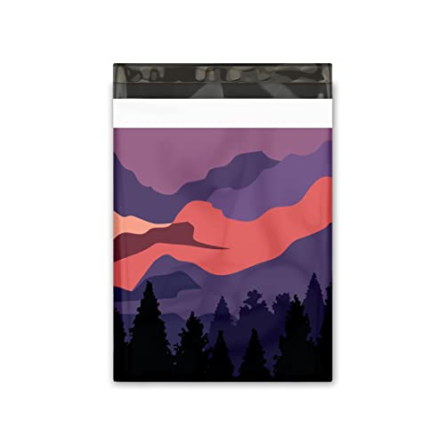 10x13 (100) Mountain Sunset Summer Designer Poly Mailers Waterproof Self Sealing Tear Resistant Polymailers Shipping Envelopes Premium Printed Bags For Small Businesses