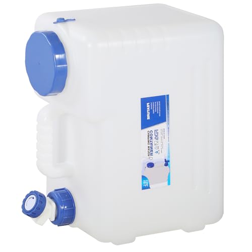 REDCAMP 3.9 Gallon/15L Portable Water Container with Spigot,Large Water Tank,Camping Water Container,Portable Emergency Water Storage for Camping,Car,Hiking, White