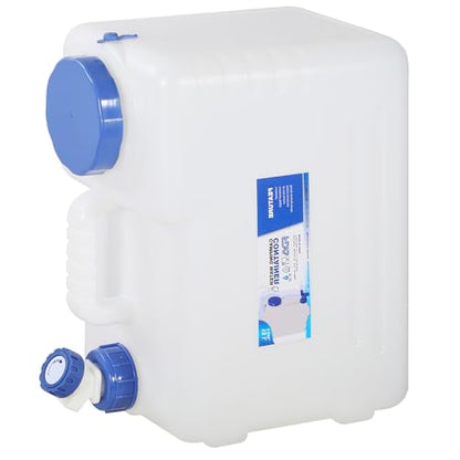 REDCAMP 3.9 Gallon/15L Portable Water Container with Spigot,Large Water Tank,Camping Water Container,Portable Emergency Water Storage for Camping,Car,Hiking, White
