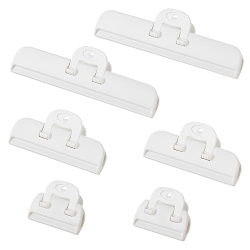 Heavy Duty Bag Clips for Food, Chips, Snacks, Pet Food, Cereal, Coffee | Airtight Reusable & Non-Slip Sealing Clip, Kitchen Organization & Storage Essentials, Assorted Sizes-6-Pack (White) - color: White