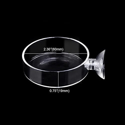 60mm Aquarium Shrimp Feeder Dish with Suction Glass Fish Tank Feeding Bowls Round Clear Dishes Tray