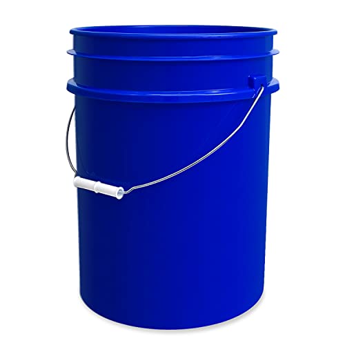 5 Gallon Bucket - Food Grade Bucket, Metal Handle Grip, BPA-Free, Heavy-Duty 90 Mil HDPE Plastic Pail, Stackable Utility Container, Made in USA, Lid Not Included, Blue, 12 Packs - color: Blue, size: 12 Packs