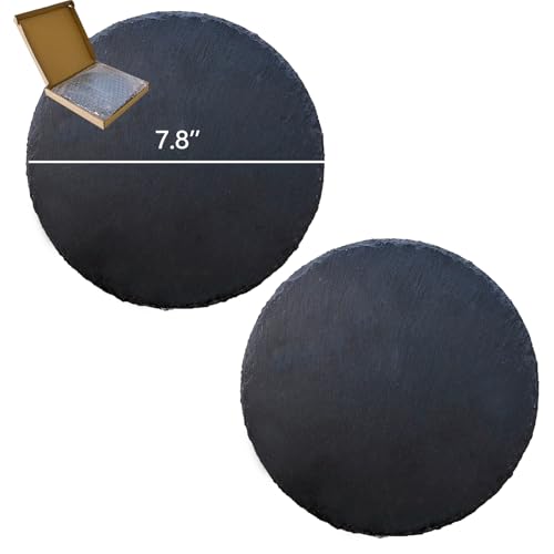 Reptile Basking Platform 2PCS 7.8IN Turtle Rock Slate Plate Feeding Plate Food Bowl Dish Tortoise Bathing Resting Terrace for Lizard Bearded Dragon Chameleon Gecko Snake Frog Newt - size: 7.8inch(2pcs)