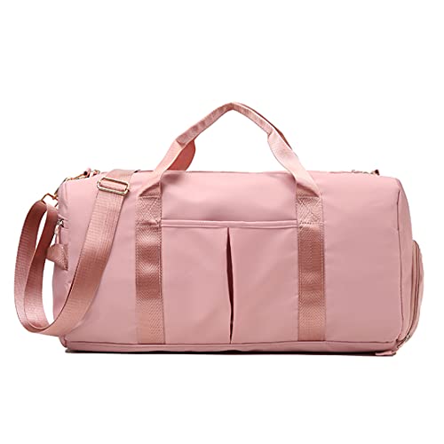 ZUEVI Sports Gym Duffel Bag for Men or Women Waterproof Weekender Travel Bag with Shoes Compartment Dry and Wet Separation for Training Swim Yoga(Pink) - color: Pink