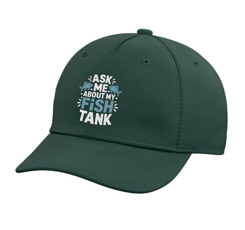 Ask Me About My Fish Tank Sunset Fishing Adjustable Baseball Hat - color: Dark Green