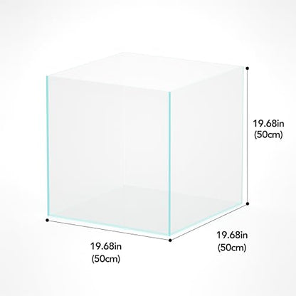 31 Gallon Cube Rimless Low Iron Aquarium Fish Tank,19.7" L × 19.7" W × 19.7" H (50cm x 50cm x50cm) 8mm Thickness with Nano Foam Leveling Mat Included - size: 31Gal W19.7×D19.7×H19.7 in(50x50x50cm)