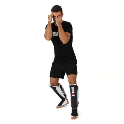 SMAI Thai MMA Kickboxing Guards for Men, Women, Kids with Comfortable, Durable, Impact Resistant, Ankle Support Shin Shields & Foot Protector a Pro-Grade Martial Arts Equipment. - size: Medium