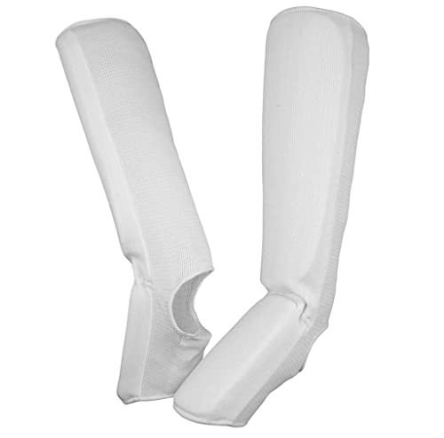 Ultimate - Cloth Shin Instep Guard for Karate TKD MMA Kickboxing Combat Training - color: White, size: Children S