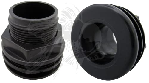 AM Brand 1" Slip x Slip 1" 3/4" Hole Twin Pack - Black PVC Aquarium Bulkhead Fitting - For Aquariums & Filtration Sumps