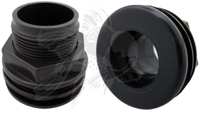 AM Brand 1" Slip x Slip 1" 3/4" Hole Twin Pack - Black PVC Aquarium Bulkhead Fitting - For Aquariums & Filtration Sumps