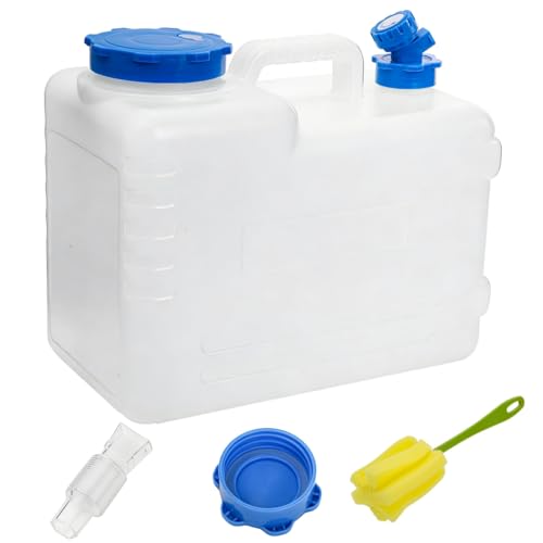Dicunoy Water Container with Spigot, 4 Gallon Camping Drinking Water Storage Jug, Portable Thick Slim Water Dispenser Carrier for Vehicle, Car, Outdoor, Hiking, Emergency, Hurricane Supplies