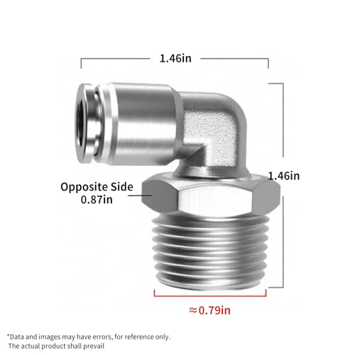 PNEUMATIC 304 Stainless Steel Male Elbow 5/16 Inch Tube OD x 1/2 Inch NPT Thread 90 Push to Connect Tube Fitting (Pack of 2) - size: 5/16"OD x 1/2"NPT
