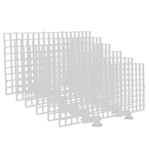 6pcs Aquarium Fish Tank Divider Isolation Board with Filter Tray, 30x15cm White Egg Crate Panel for Fish Breeding and Tank Separation