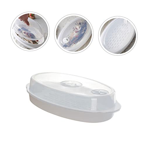 Luxshiny Household Fish Steaming Holder with Lid for Microwave Capacity Fish Steamer Plate with Vent Quick Heat Transfer and Food Steamer for Family Cooking