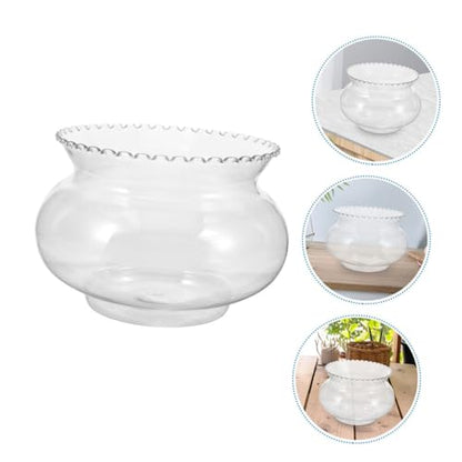 Cabilock Plastic Fish Bowl Unbreakable Small Aquarium for Betta Fish Round Tank for Desktop Decor Easy Maintenance Bowl