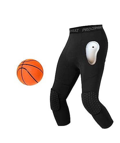 Compression Pants with Knee Pads and Protective Cup for Mens in Baseball Football Lacrosse MMA Basketball and Hockey, Black. - color: Legging With Cup, size: Small