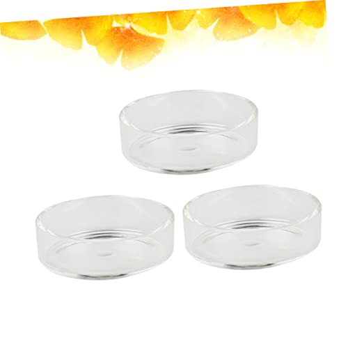 SUPVOX 3pcs Round Crystal Shrimp Feeding Bowl Delicate Glass Dish for Shrimp Tanks Multi-Purpose Feeder for Fish and Reptiles Decorative Pet Food Bowl - size: Size 1