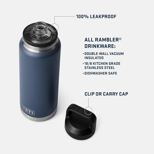 YETI Rambler 36 oz Bottle, Vacuum Insulated, Leakproof, Stainless Steel with Chug Cap - color: Olive/King Crab Orange