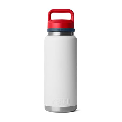 YETI Rambler 36 oz Bottle, Vacuum Insulated, Leakproof, Stainless Steel with Chug Cap - color: White/Rescue Red/Navy/Badge