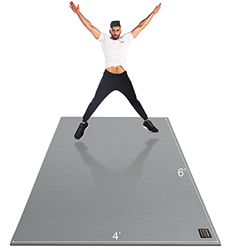 GXMMAT Large Exercise Mat 6'x4'/6'x5'/6'x6'(7mm) - color: Grey Cool, size: 6*4 FT