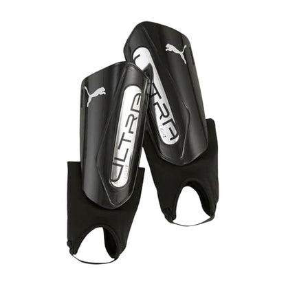 PUMA Mens Ultra Light Ankle Shinguards Soccer Cleats - color: PUMA Black-PUMA Silver SS25, size: Large