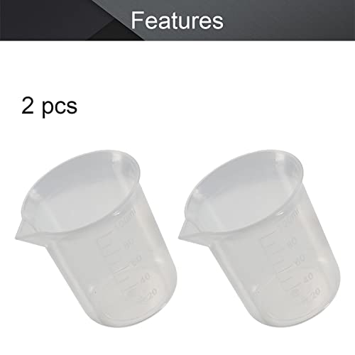 Othmro 2Pcs 3.38oz Measuring Cups 100ml PP Plastic Graduated Cups Plastic Graduated Beaker Clear Scale Cups Liquid Measuring Mixing Cups Graduated Plastic Measuring Cups for Lab Kitchen Transparent - color: 100ML 2PCS